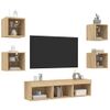 Muebles Tv Pared Con Led 7 Piezas Madera Ingeniería Roble Sonoma