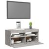 Mueble De Tv Con Luces Led Gris Hormigón 90x35x40 Cm