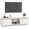 Mueble De Tv Madera Maciza De Pino Blanco 140x35x40 Cm