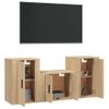 Set De Muebles Para Tv 3 Piezas Madera Contrachapada Roble Sonoma