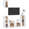 Set De Muebles Para Tv 5 Piezas Madera Contrachapada Blanco