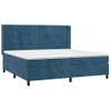 Cama Box Spring Colchón Y Led Terciopelo Azul Oscuro 200x200 Cm