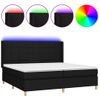 Cama Box Spring Colchón Y Luces Led Tela Negro 200x200 Cm