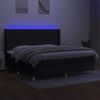 Cama Box Spring Colchón Y Luces Led Tela Negro 200x200 Cm