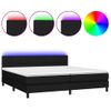 Cama Box Spring Colchón Y Luces Led Tela Negro 200x200 Cm