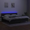 Cama Box Spring Colchón Y Luces Led Tela Negro 200x200 Cm