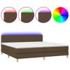 Cama Box Spring Con Colchón Led Tela Marrón Oscuro 200x200 Cm