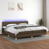 Cama Box Spring Con Colchón Led Tela Marrón Oscuro 200x200 Cm