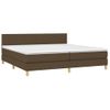 Cama Box Spring Con Colchón Led Tela Marrón Oscuro 200x200 Cm