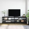 Mueble De Tv Metal Y Madera Contrachapada Negro 180x30x50 Cm