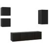 Set De Muebles De Tv 5 Piezas Madera Contrachapada Negro