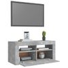 Mueble De Tv Con Luces Led Gris Hormigón 90x35x40 Cm