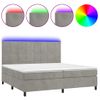 Cama Box Spring Colchón Y Led Terciopelo Gris Claro 200x200 Cm