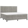 Cama Box Spring Colchón Y Led Terciopelo Gris Claro 200x200 Cm