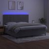 Cama Box Spring Colchón Y Led Terciopelo Gris Claro 200x200 Cm