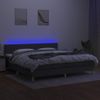 Cama Box Spring Con Colchón Y Led Tela Gris Oscuro 200x200 Cm