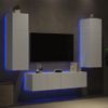 Muebles De Tv De Pared Con Led 6 Piezas Madera Ingeniería Blanco