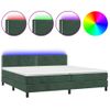 Cama Box Spring Colchón Y Led Terciopelo Verde Oscuro 200x200cm