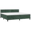 Cama Box Spring Colchón Y Led Terciopelo Verde Oscuro 200x200cm