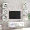 Muebles De Tv De Pared Con Led 8 Piezas Madera Ingeniería Blanco