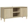 Mueble De Tv Patas Madera Maciza Roble Sonoma 103,5x35x50 Cm