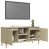 Mueble De Tv Patas Madera Maciza Roble Sonoma 103,5x35x50 Cm