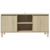 Mueble De Tv Patas Madera Maciza Roble Sonoma 103,5x35x50 Cm