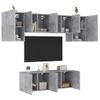 Muebles De Tv De Pared 6 Piezas Madera Ingeniería Gris Hormigón