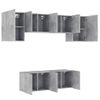 Muebles De Tv De Pared 6 Piezas Madera Ingeniería Gris Hormigón