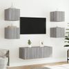 Muebles Tv Pared Con Led 6 Piezas Madera Ingeniería Gris Sonoma