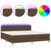 Cama Box Spring Con Colchón Led Tela Marrón Oscuro 200x200 Cm