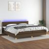 Cama Box Spring Con Colchón Led Tela Marrón Oscuro 200x200 Cm