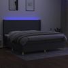 Cama Box Spring Colchón Y Luces Led Tela Gris Claro 200x200 Cm