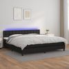 Cama Box Spring Colchón Y Led Cuero Sintético Negro 200x200 Cm