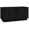 Mueble De Tv Madera Maciza De Pino Negro 80x35x40,5 Cm