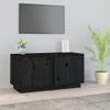 Mueble De Tv Madera Maciza De Pino Negro 80x35x40,5 Cm