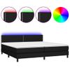 Cama Box Spring Colchón Y Luces Led Tela Negro 200x200 Cm