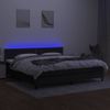 Cama Box Spring Colchón Y Luces Led Tela Negro 200x200 Cm