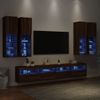 Muebles De Tv De Pared Con Luces Led 7 Piezas Marrón Roble