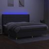 Cama Box Spring Colchón Y Luces Led Tela Gris Claro 200x200 Cm