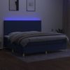 Cama Box Spring Colchón Y Luces Led Tela Azul 200x200 Cm