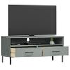 Mueble De Tv Con Patas De Metal Oslo Madera Maciza Pino Gris