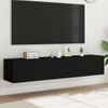 Muebles De Tv De Pared Con Luces Led 2 Unidades Negro 80x35x31 Cm