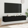 Muebles De Tv De Pared Con Luces Led 2 Unidades Negro 80x35x31 Cm