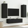 Muebles De Tv De Pared Con Luces Led 2 Unidades Negro 80x35x31 Cm