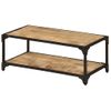 Mesa De Centro De Madera Maciza De Mango Rugosa 90x45x35 Cm