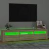 Mueble De Tv Con Luces Led Roble Sonoma 180x35x40 Cm