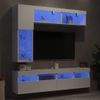 Mueble De Pared De Tv Con Luces Led 7 Piezas Blanco