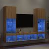 Muebles Tv Pared Con Led 5 Piezas Madera Ingeniería Roble Sonoma