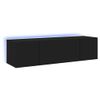 Muebles De Tv De Pared Con Luces Led 2 Unidades Negro 60x35x31 Cm